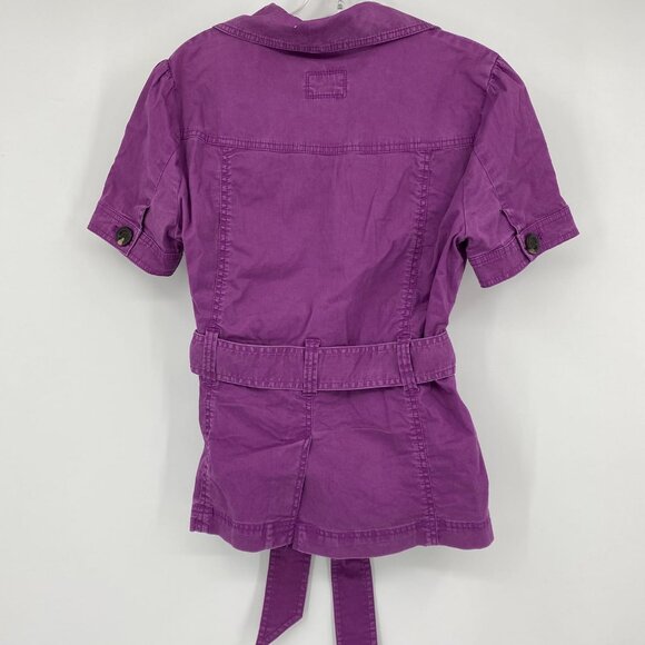 Caslon Purple V-Neck Trench Top Button Down Shirt | Size M - Picture 4 of 5